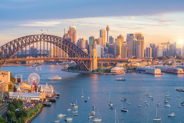 Acrylglasbilder Sydney Innenstadt Sydney mit Wolkenkratzern  © f11photo