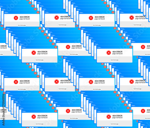 Vector Retro Computer Slows Down Seamless Pattern, Colorful Background Template, 404 Error Message.