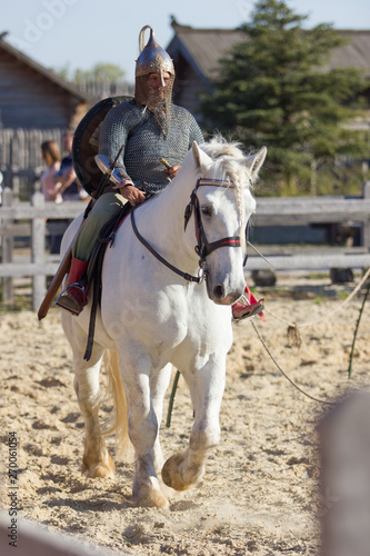 medieval knight on white horse © Алексей Гуменюк