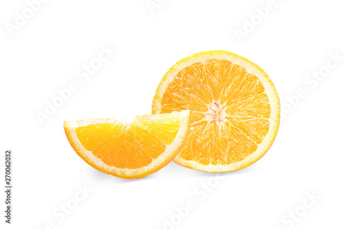 Freshness juicy orange slices isolated on white background