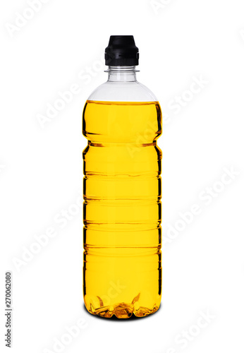  plastic bottle with liquid on a white background 
