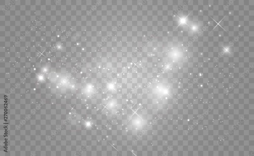 White sparks and golden stars glitter special light effect. Vector sparkles on transparent background. Christmas abstract pattern. Sparkling magic dust particles White sparks and golden stars glitter special light effect. Vector sparkles on transparent background. Christmas abstract pattern. Sparkling magic dust particles
