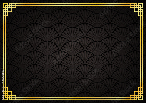 chinese new year background, abstract oriental wallpaper, black fan inspiration, vector illustration 