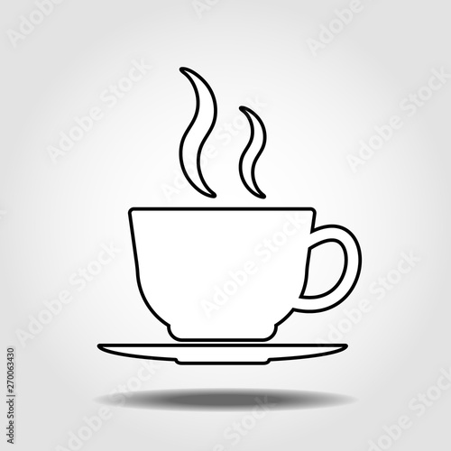 cup of coffee tea with steam line icon black on white