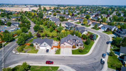 Classic Subdivision in an American town with houses and trees ordered