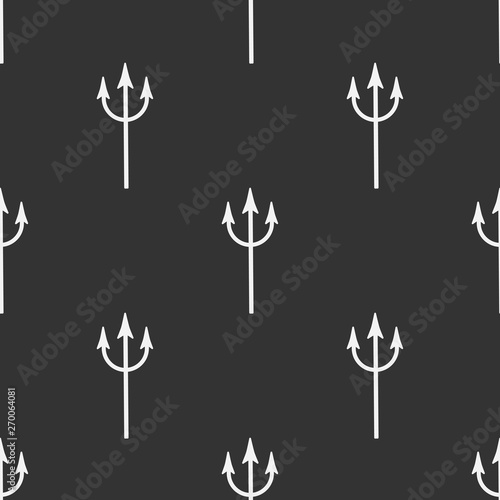 Black and white pattern. Seamless pattern with a trident. It belongs to the devil, or to the Poseidon