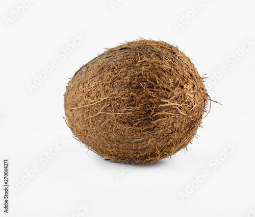 Isolated coconut on a white photo closeup photographed macro