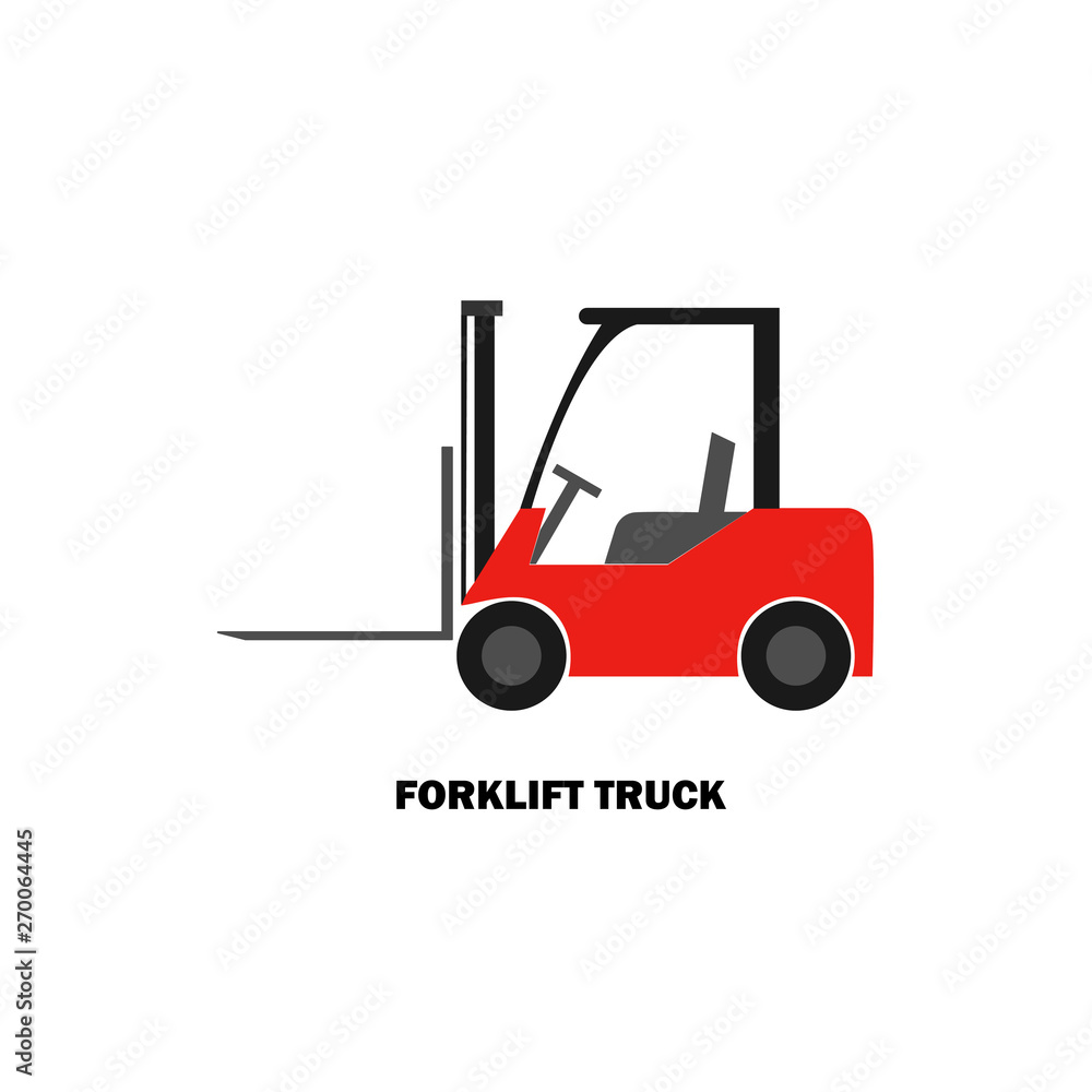 Forklift truck icon. Transportation of cargo and boxes in the warehouse. Vector  illustration