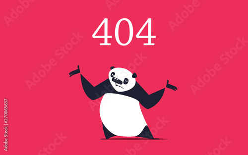 Sad panda spreading its arms. Error page design template.