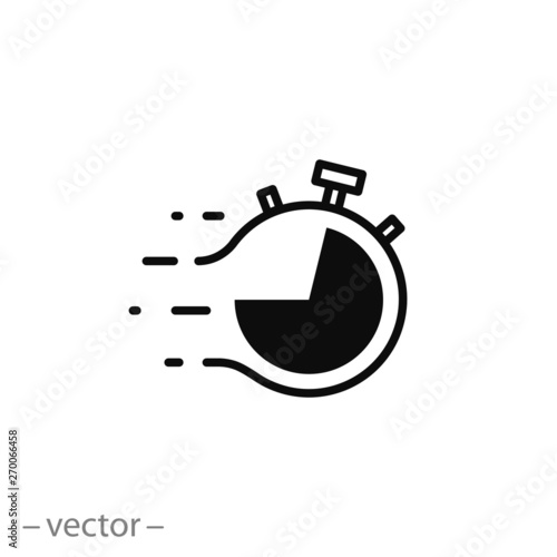 quick time icon, fast deadline, rapid line symbol on white background - editable stroke vector illustration eps10