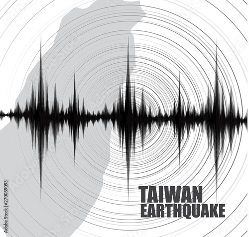 Taiwan Earthquake Wave with Circle Vibration on White background,audio wave diagram concept,design for education,science and news,Vector Illustration. photo