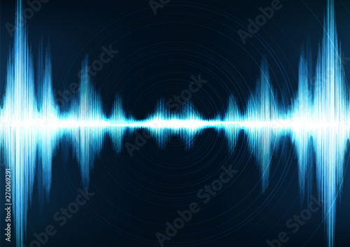 Power of Earthquake Wave with Circle Vibration on Light Blue Neon background,audio digital diagram concept,design for education and science,Vector Illustration.