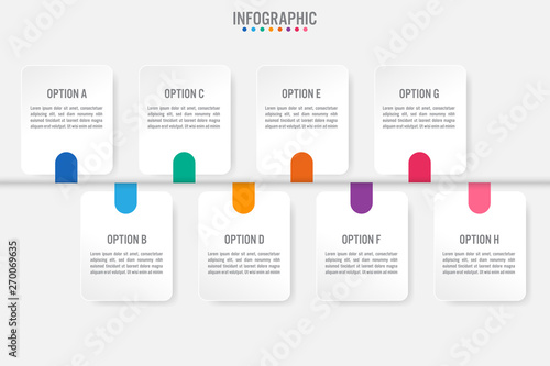 Business infographic template with 8 rectangular shape options, Abstract elements diagram or processes and business flat icon, Vector business template for presentation..