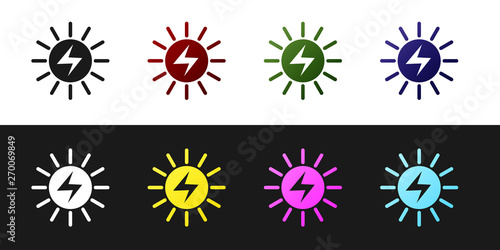 Set Solar energy panel icon isolated on black and white background. Vector Illustration