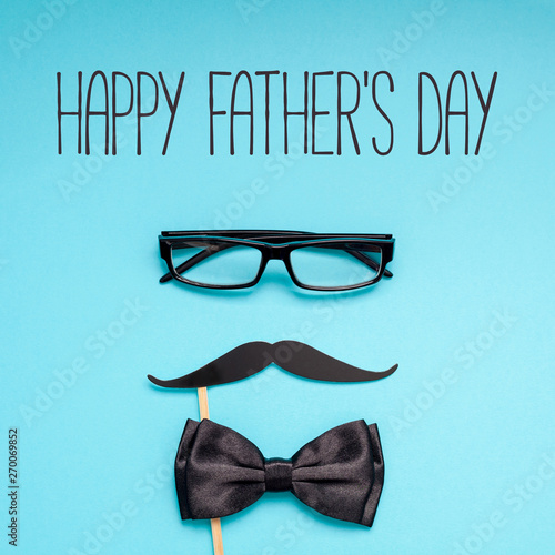 Happy fathers day postcard with moustache glasses