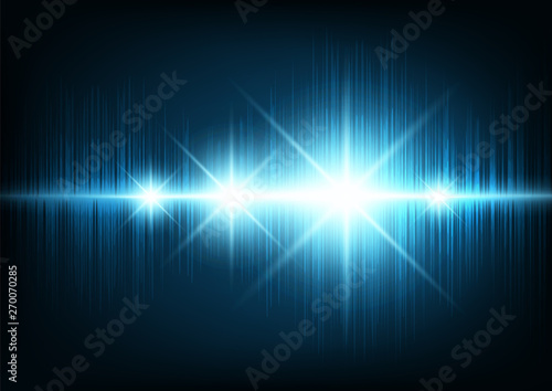 Modern Digital Sound waves with spotlight on Blue background technology and earthquake wave concept design for music industry Vector Illustration.
