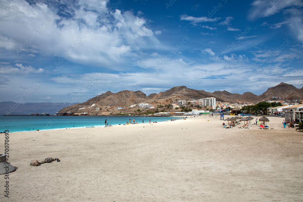 Beach and cloudy sky in Santo Antao, Cape Verde.