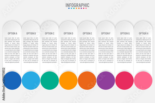 Business infographic labels template with 8 options.Creative concept for infographic..