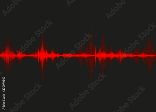 Blood Red Digital Sound Wave Low and Hight richter scale on Black Background,technology and earthquake wave  diagram and .Moving heart concept,design for music studio and science,Vector Illustration.