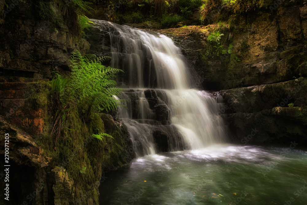 The Sychryd Cascades, (Sgydau Sychryd in Welsh) a set of waterfalls in the area called waterfall country near the Dinas Rock, Pontneddfechan, South Wales, UK