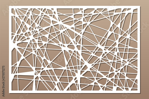 Decorative card for cutting. Abstract linear pattern. Laser cut panel. Ratio 2:3. Vector illustration.