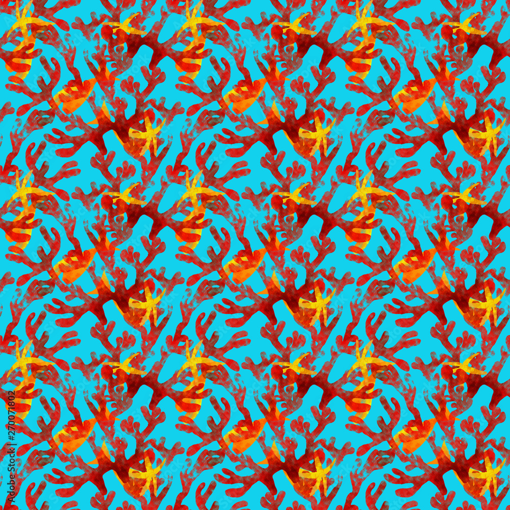 Pattern fondale marino con coralli e stelle marine
