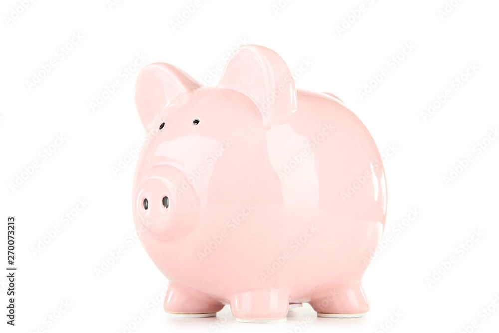 Pink piggy bank isolated on white background Pink piggy bank isolated on white background