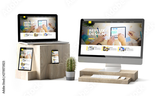 wooden cubes devices isolated ux design website