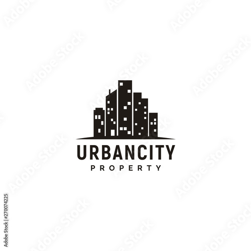 Urban Building City Skyline Silhouette for Real Estate Apartment Logo design