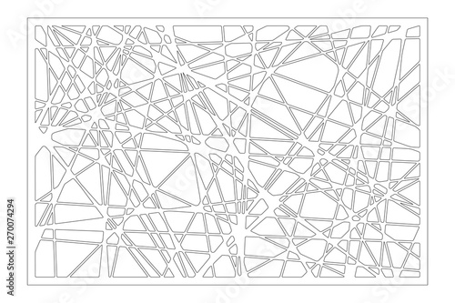 Decorative card for cutting. Abstract linear pattern. Laser cut panel. Ratio 2:3. Vector illustration.