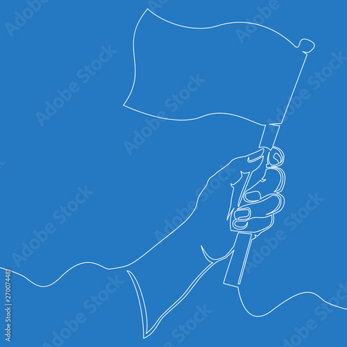 Continuous line drawing Hand Holding Flag concept