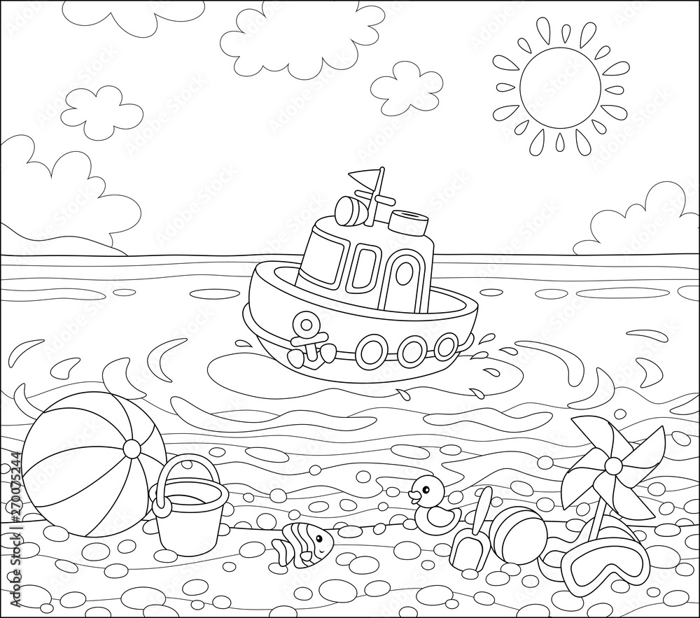 toy boat clipart black