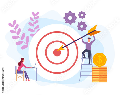 Business target success concept. Vector flat cartoon graphic design banner poster illustration