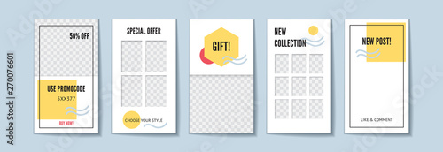 Social media story template vector set with space for text