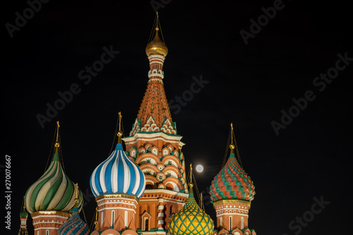 Saint Basil Domes and moon - Moscow