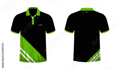 T-shirt Polo green and black template for design on white background. Vector illustration eps 10.