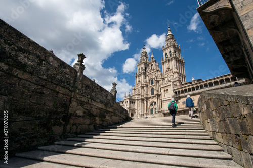 View of the Santiago de Compostela cathedral . low angle view