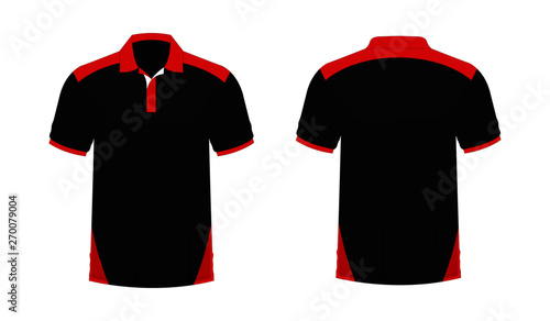 T-shirt Polo red and black template for design on white background. Vector illustration eps 10.