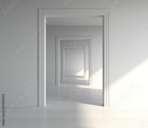 Fototapeta Naklejka Na Ścianę i Meble -  Abstract empty room with wall, floor, ceiling without, 3D illustration. 