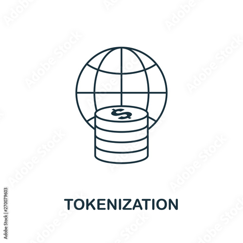 Tokenization icon outline style. Thin line design from fintech icons collection. Pixel perfect tokenization icon for web design, apps, software, print usage photo
