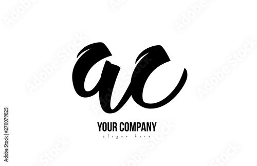 black and white ac a c alphabet letter combination logo icon design