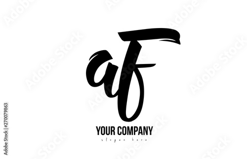 black and white af a f alphabet letter combination logo icon design