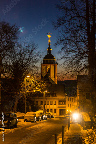 Siegener Nikolaikirche im winterlichen Abendrot