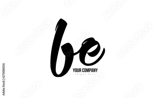 black and white be b e alphabet letter combination logo icon design