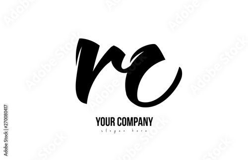 black and white rc r c alphabet letter combination logo icon design