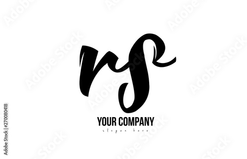 black and white rs r s alphabet letter combination logo icon design