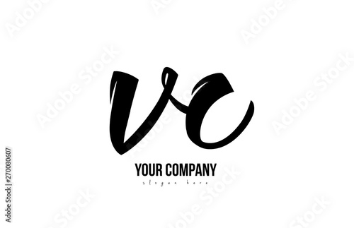 black and white vc v c alphabet letter combination logo icon design