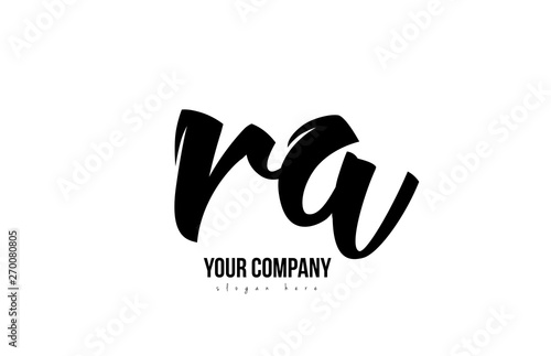 black and white ra r a alphabet letter combination logo icon design