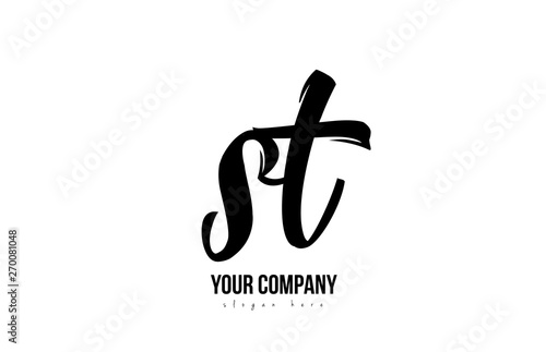 black and white st s t alphabet letter combination logo icon design