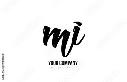 black and white mi m i alphabet letter combination logo icon design